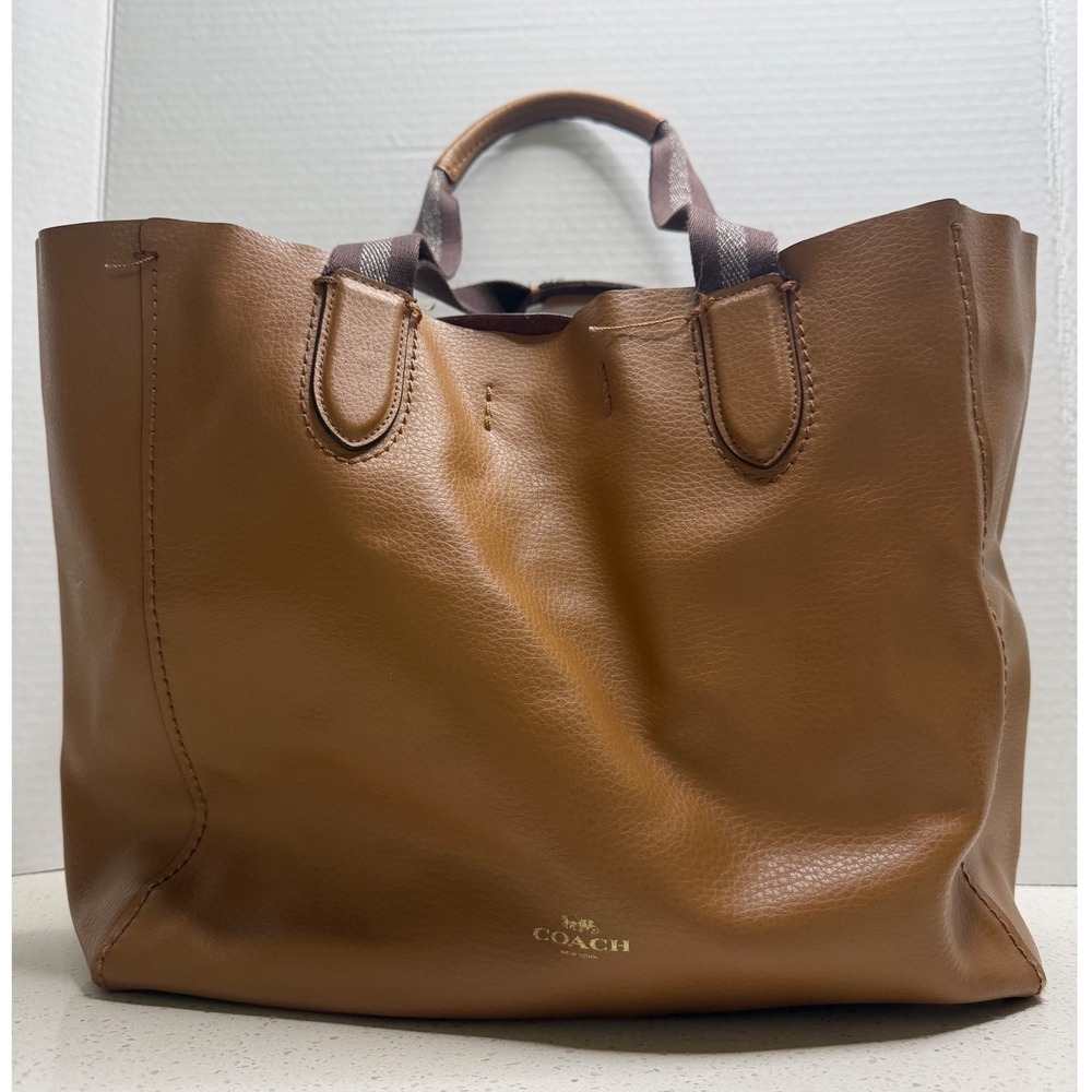 Coach Derby Tote Saddle Brown Pebbled Leather Shoulder Bag 58660